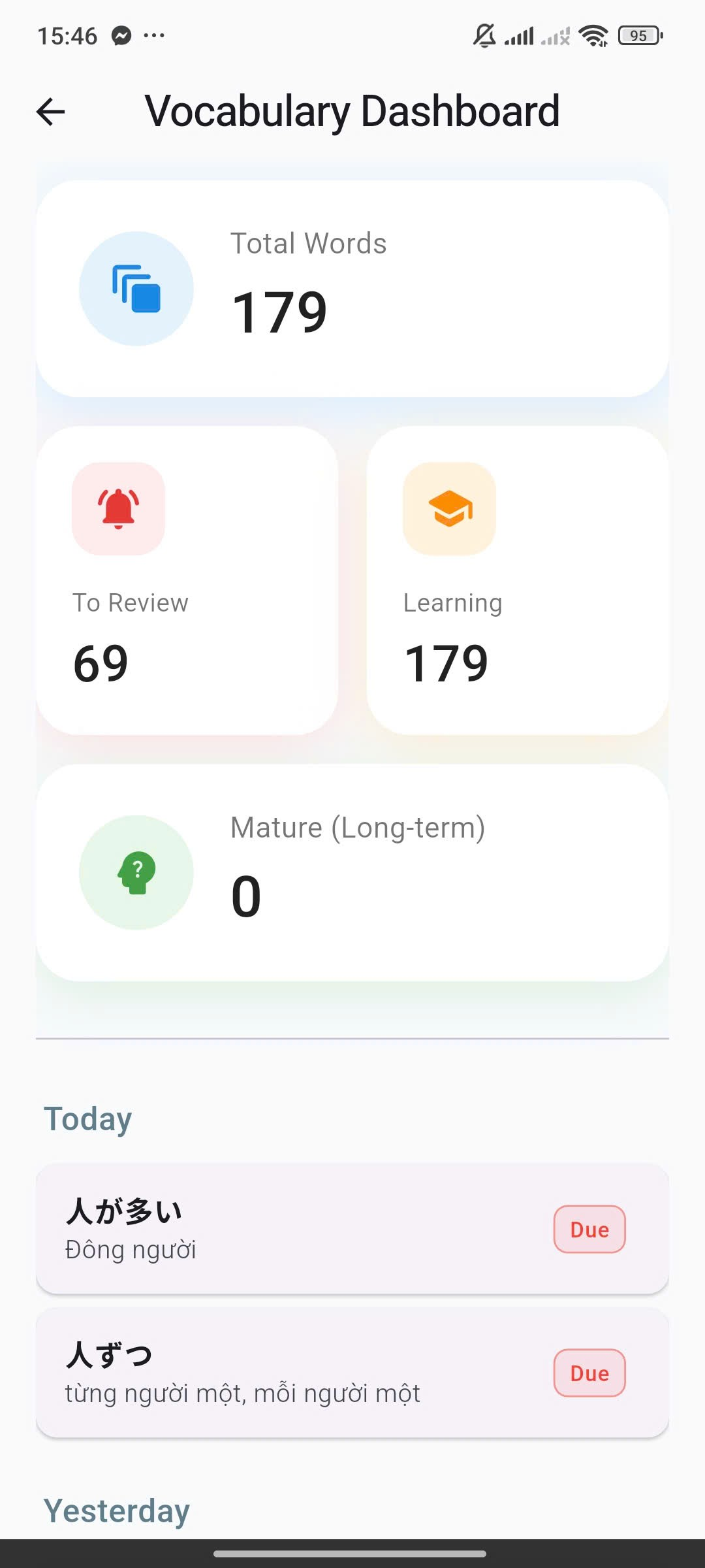Mobile App - Danh sách từ vựng