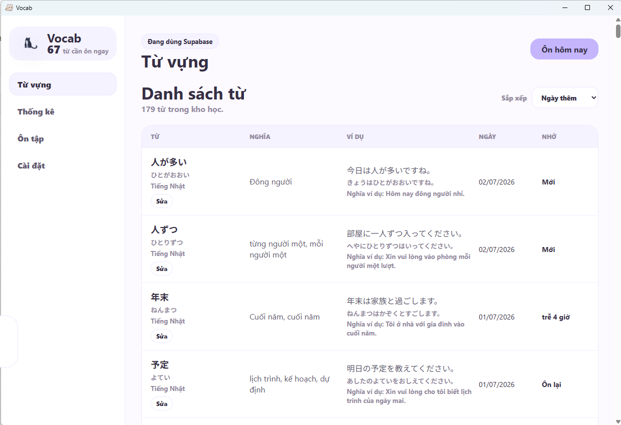 Desktop App - Ôn tập từ vựng
